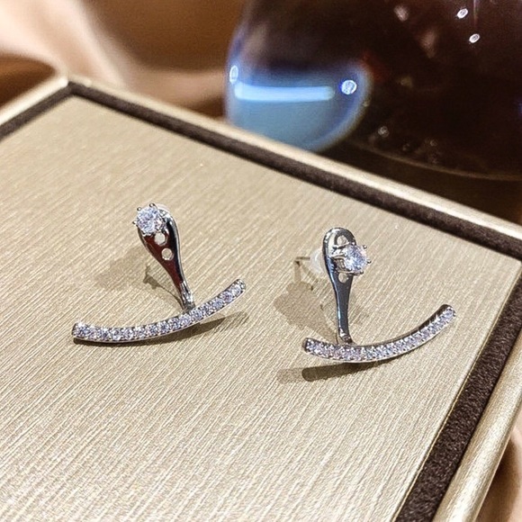 Any 2/$20! Crystal Studs w/Curved Jacket Earrings - Picture 5 of 7